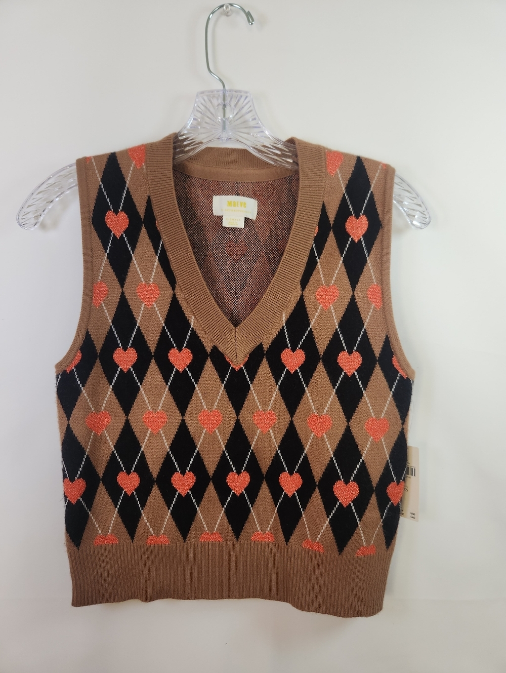 Maeve Anthropologie Heart Arglye Sweater Vest NWT XSmall